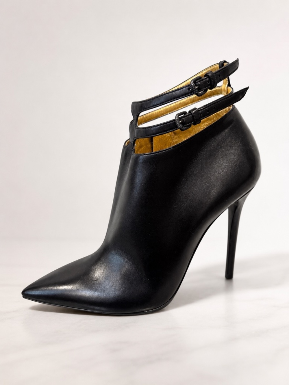 Bottega Veneta Black Gleam Calf Leather Ankle Boots Sz 40 10 Booty Booties